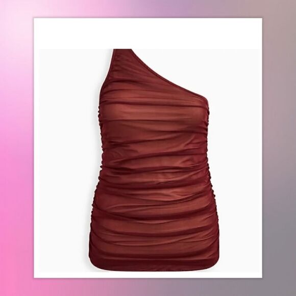 NWT TORRID One Shoulder Cutout Top in Red Black Plus Size 4X - Picture 1 of 7
